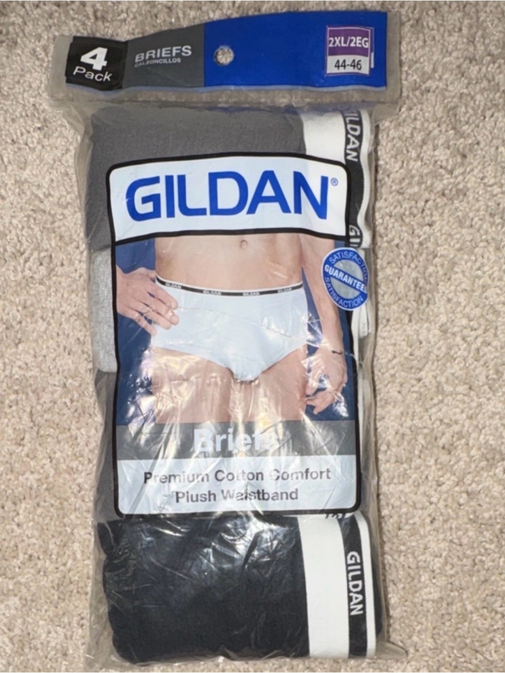 Gildan Men's Brief 4-Pack in Black, Gray, White